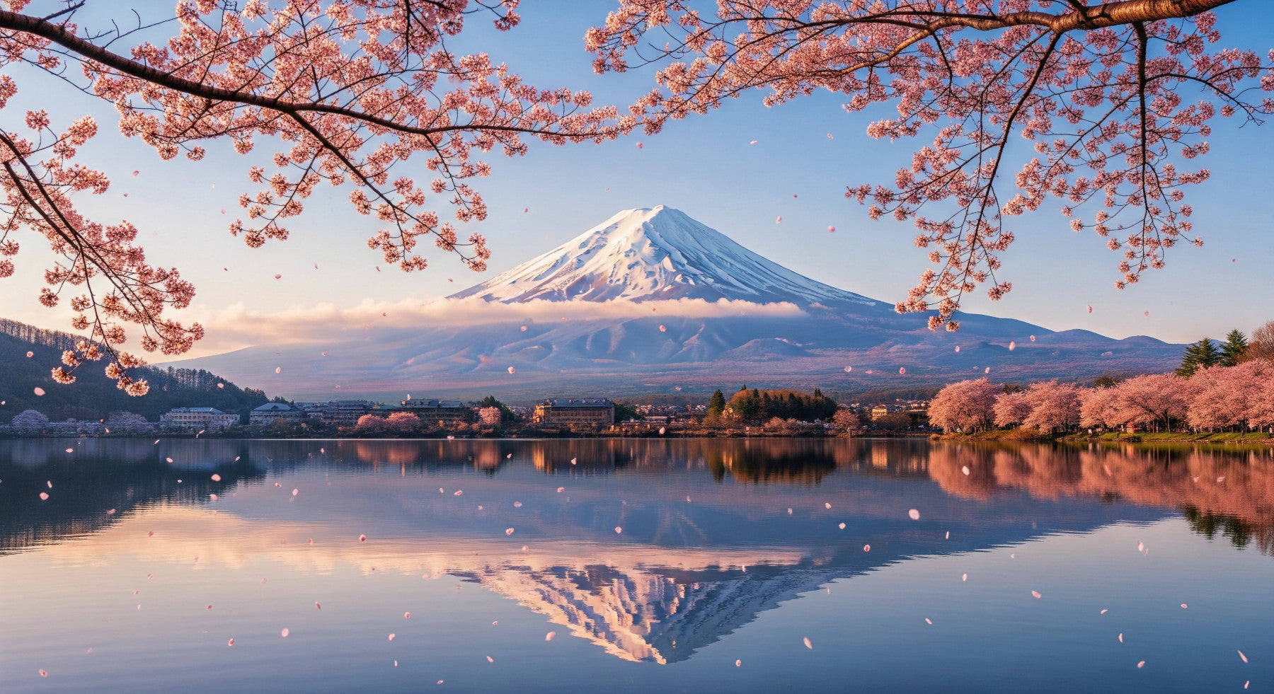 Fuji Blossom Dream Wall Mural in your room — zoomed