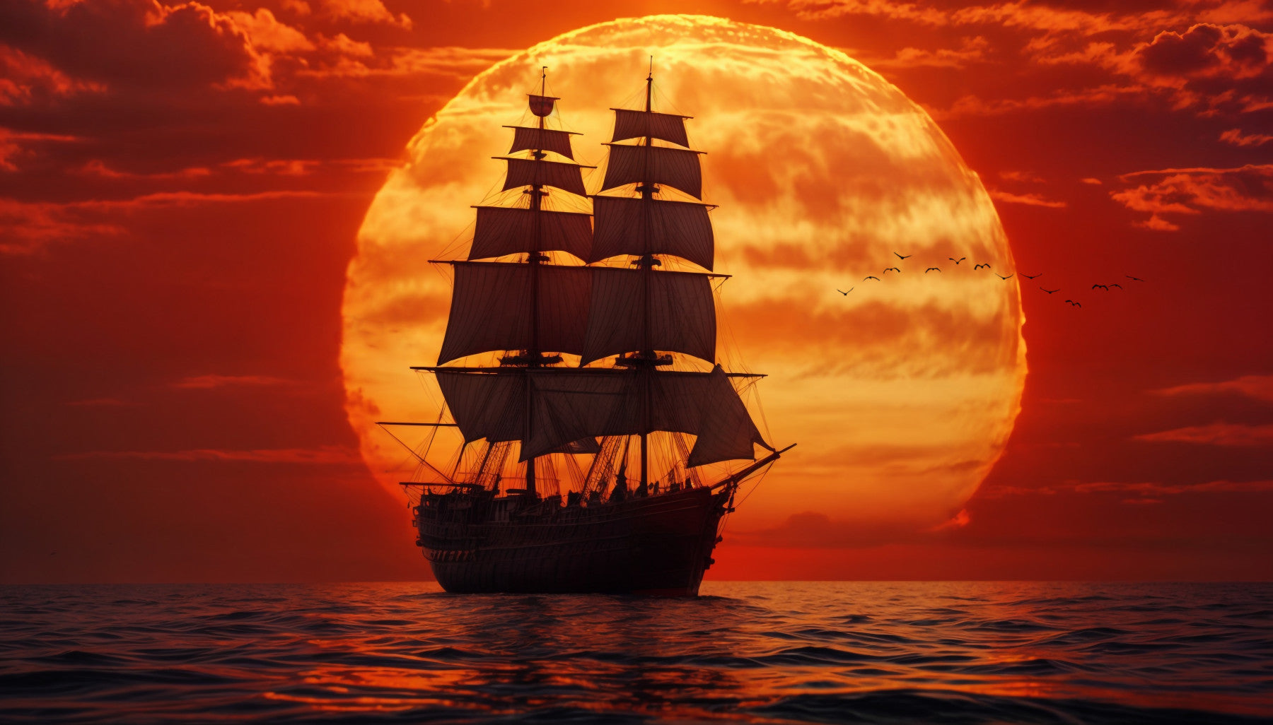 Sailing into Sunset Wall Mural in your room — zoomed