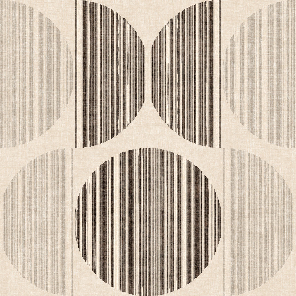 Bauhaus Beige Geometric Circle Midcentury & Modern Wallpaper⁠ in your room — zoomed