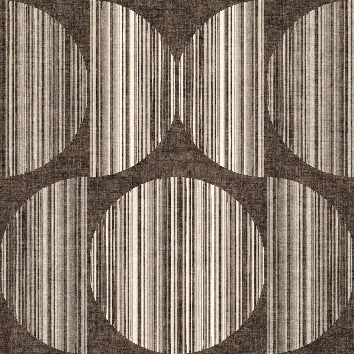 Papier peint rétro et rustique Bauhaus marron à cercles géométriques in your room — zoomed