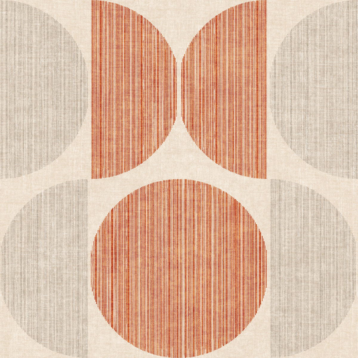 Bauhaus Orange Geometric Circle Boho & Retro  Wallpaper⁠