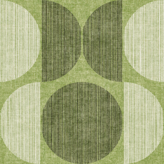 Papier peint rétro et moderne Bauhaus vert géométrique cercle