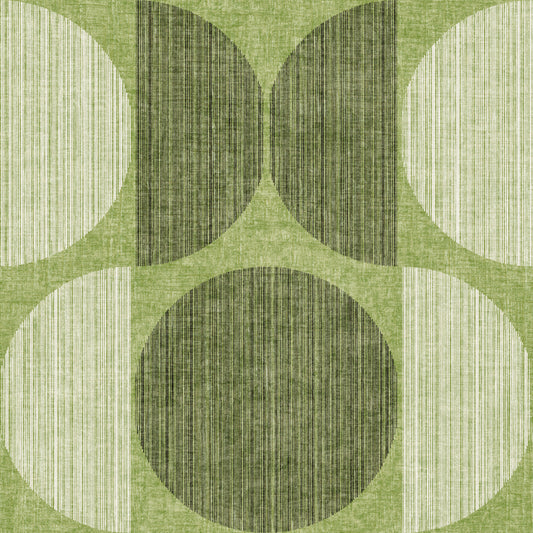 Papier peint rétro et moderne Bauhaus vert géométrique cercle