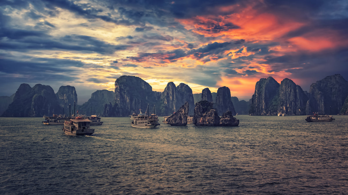 Halong Bay Sunset Wall Mural in your room