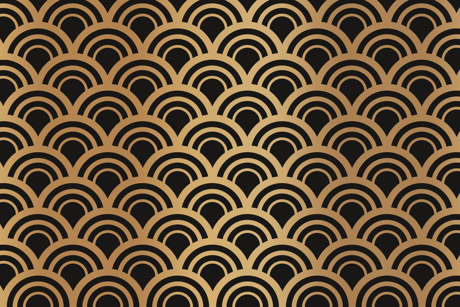 Luxury Gold Art Deco Waves Wall Mural