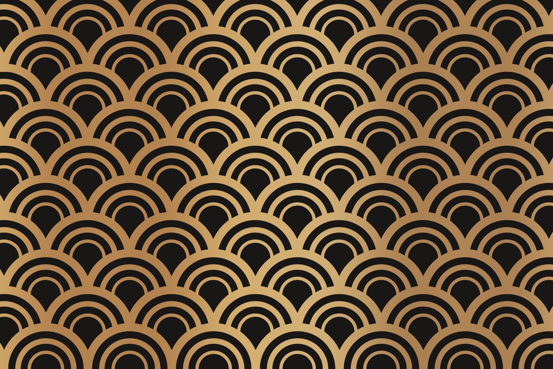 Luxury Gold Art Deco Waves Wall Mural in your room — zoomed