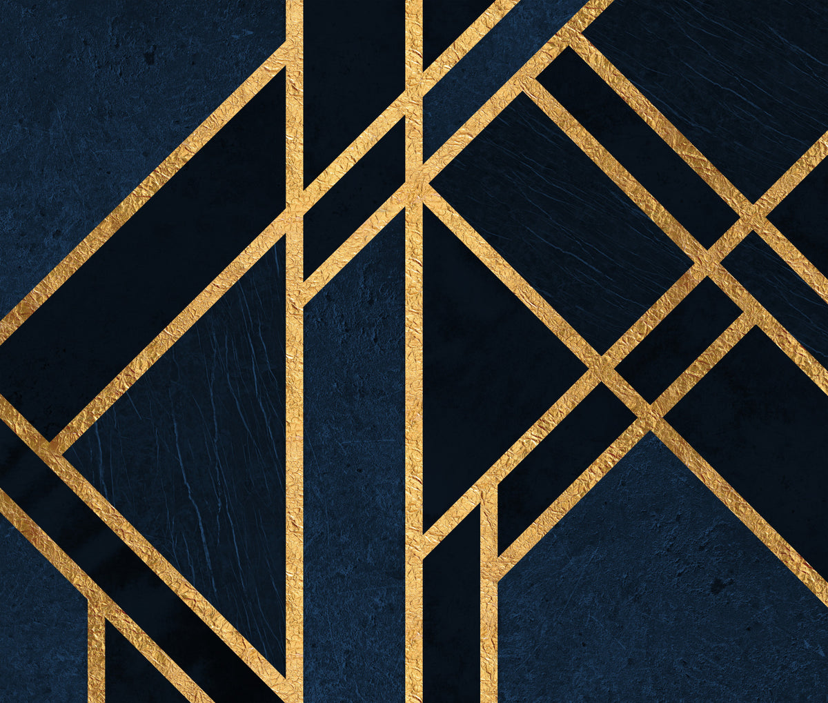 Art Deco Navy Blue and Gold Luxe Wall Mural in your room