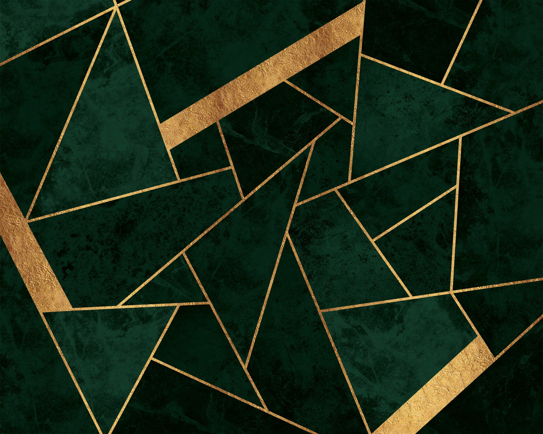 Papier peint mural mosaïque émeraude vert foncé et or