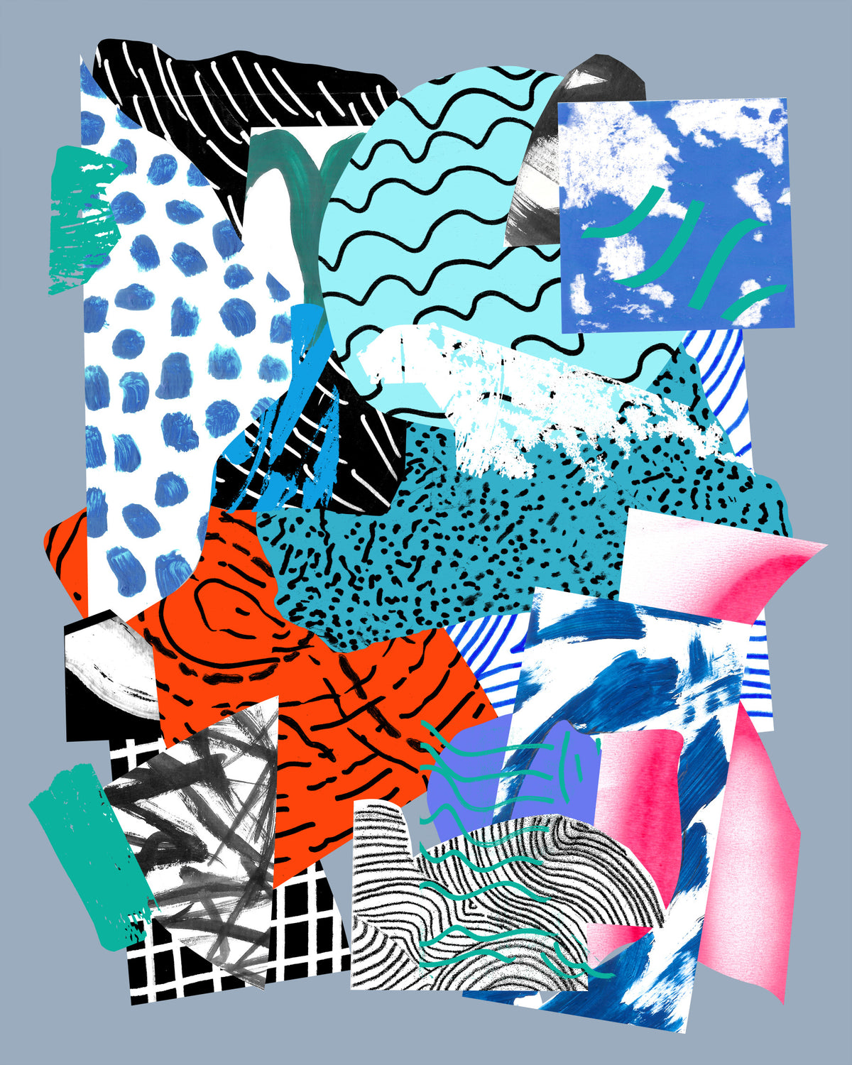 Papier peint mural bleu mixte in your room — zoomed