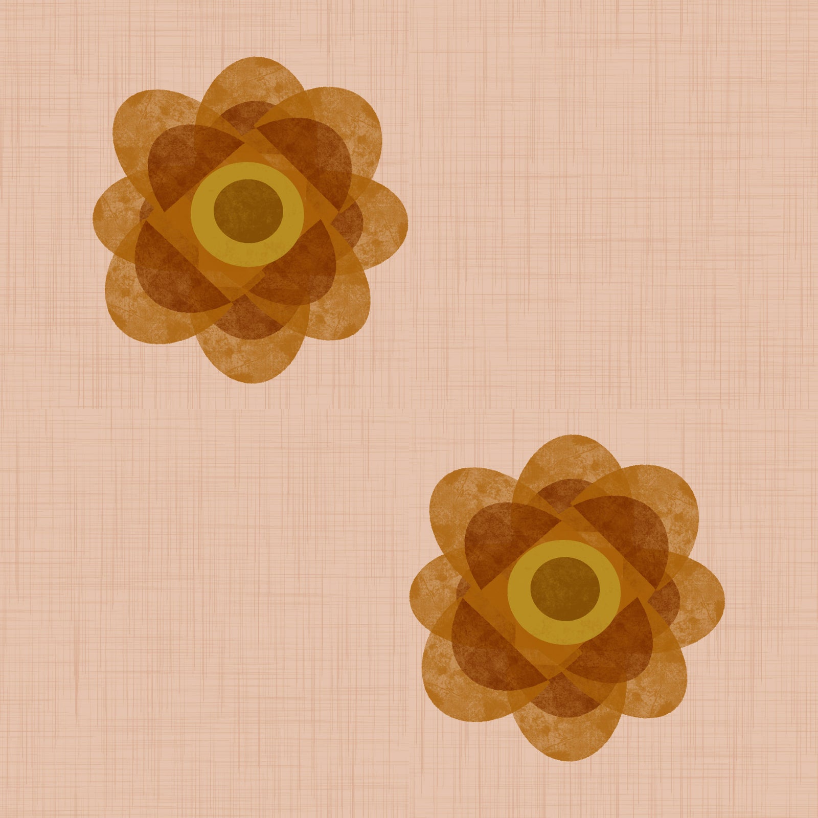 Japandi Bloom - Blush Petal Minimal Orange Floral Wallpaper⁠