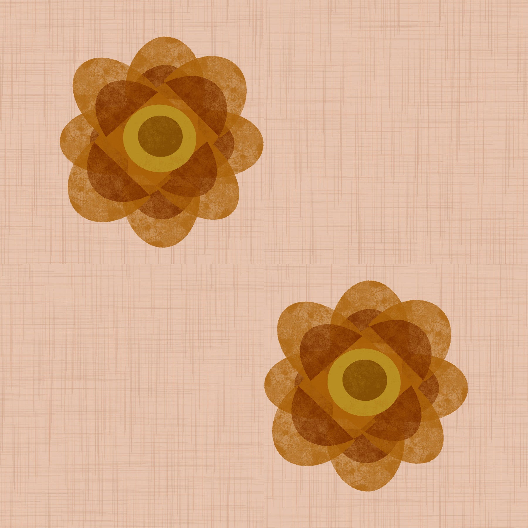 Japandi Bloom - Blush Petal Minimal Orange Floral Wallpaper⁠