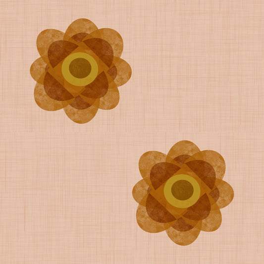 Japandi Bloom - Blush Petal Minimal Orange Floral Wallpaper‚Å†