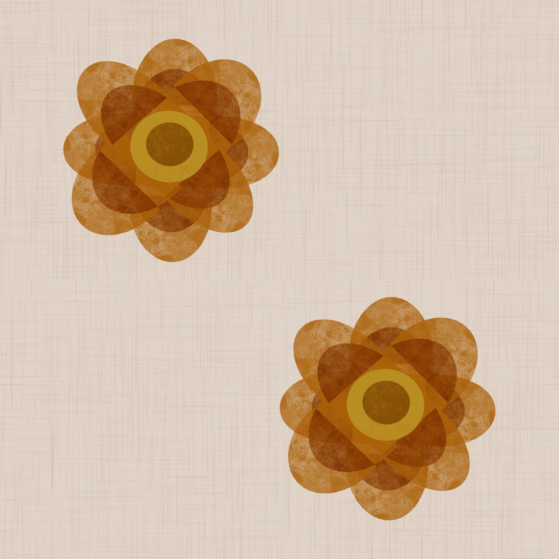 Japandi Bloom - Soft Linen Minimal Orange Floral Wallpaper‚Å†