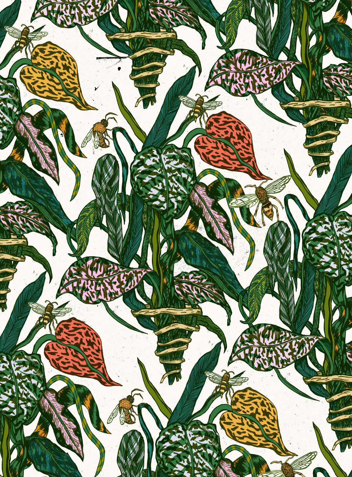 Botanical Bees Wall Mural in your room