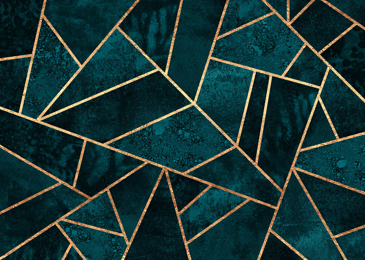 Emerald & Gold Facets Wall Mural- 2715972