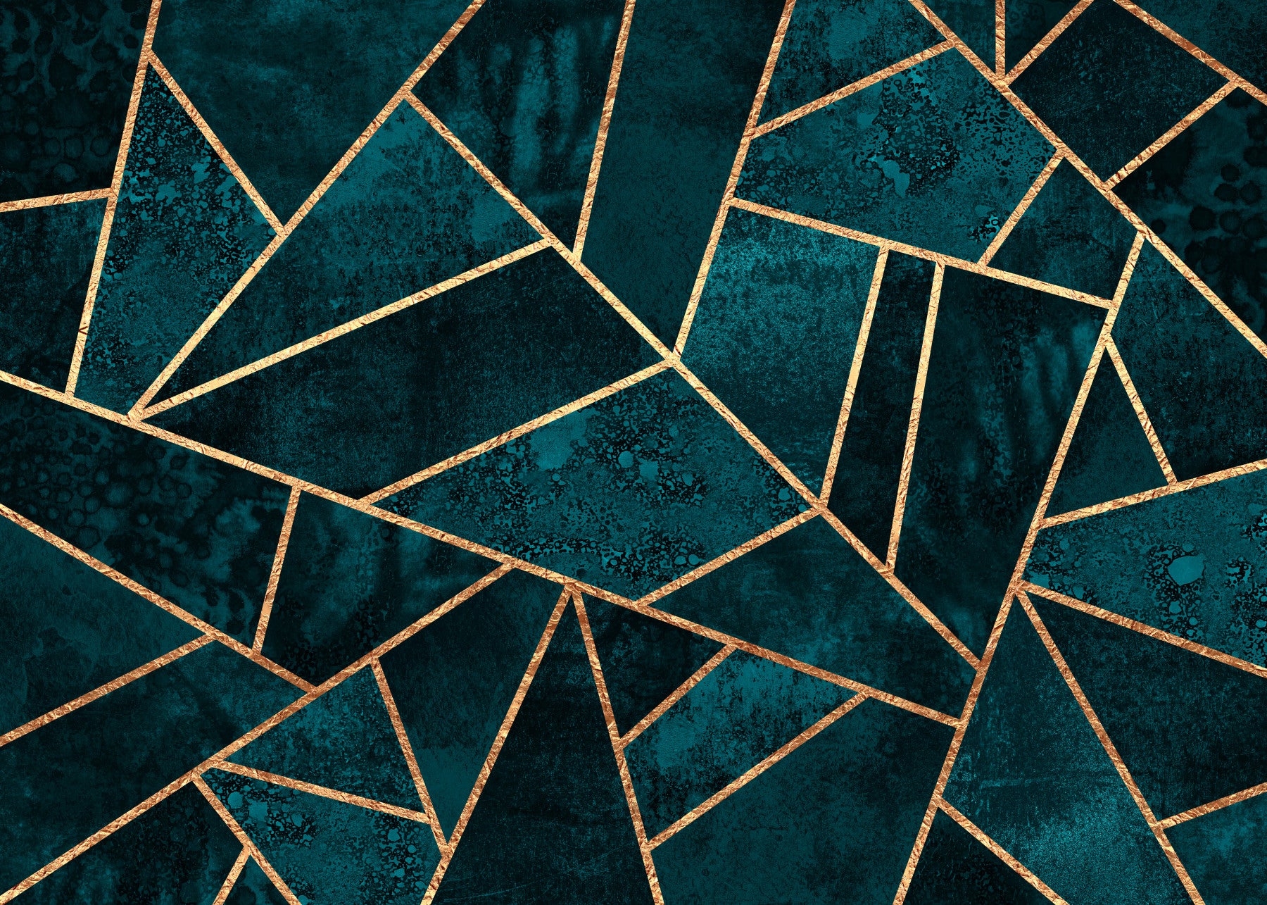 Emerald & Gold Facets Wall Mural- 2715972