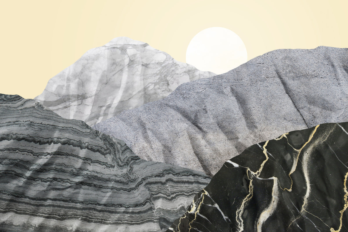 Stony Peaks: Marble Sun Wall Mural -2583867