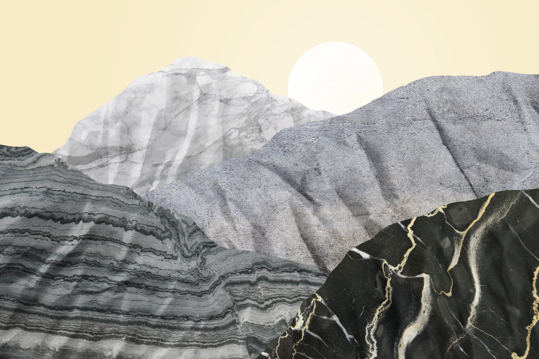 Stony Peaks: Marble Sun Wall Mural -2583867 in your room — zoomed