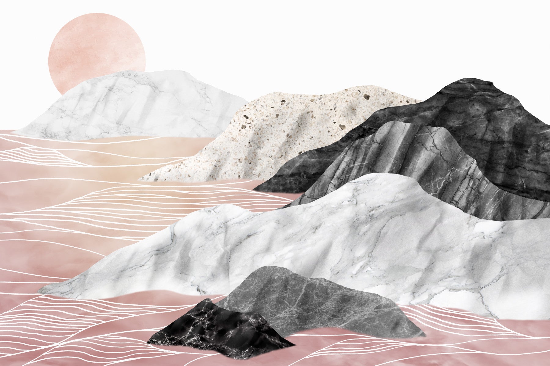 Marble Peaks Sunset Wall Mural -2583865