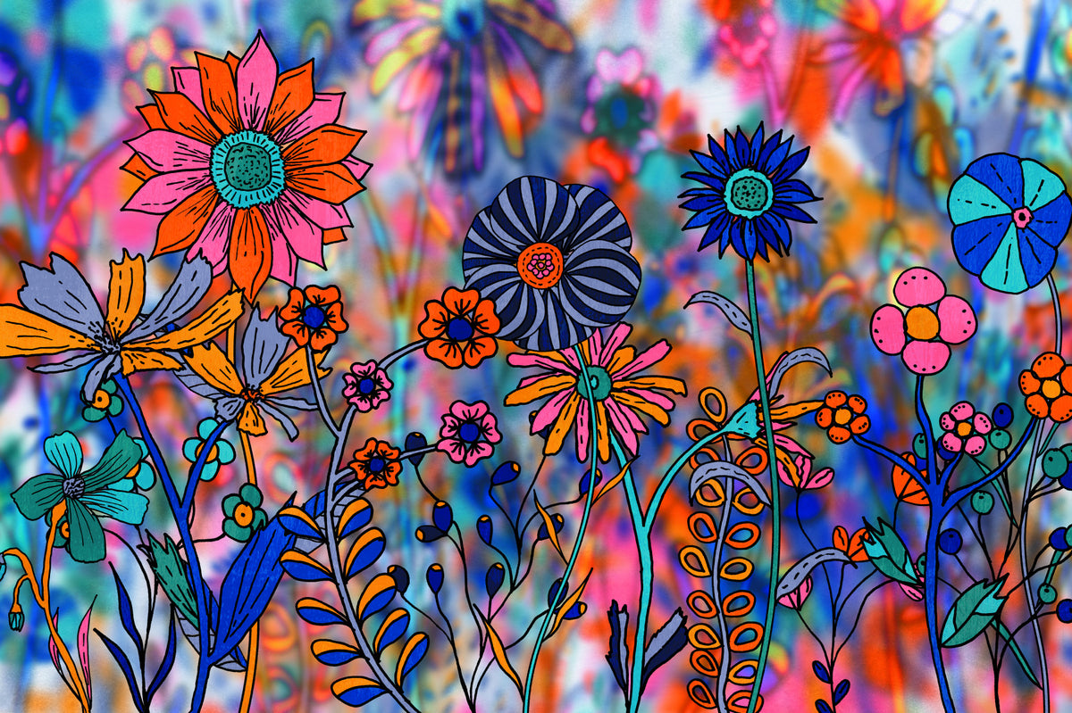 Vibrant Wildflower Wonderland Wall Mural