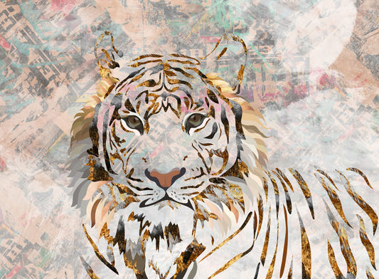 Fresque murale collage tigre doré -2466698