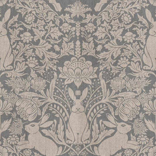 Bunny Bloom Damask Wallpaper⁠