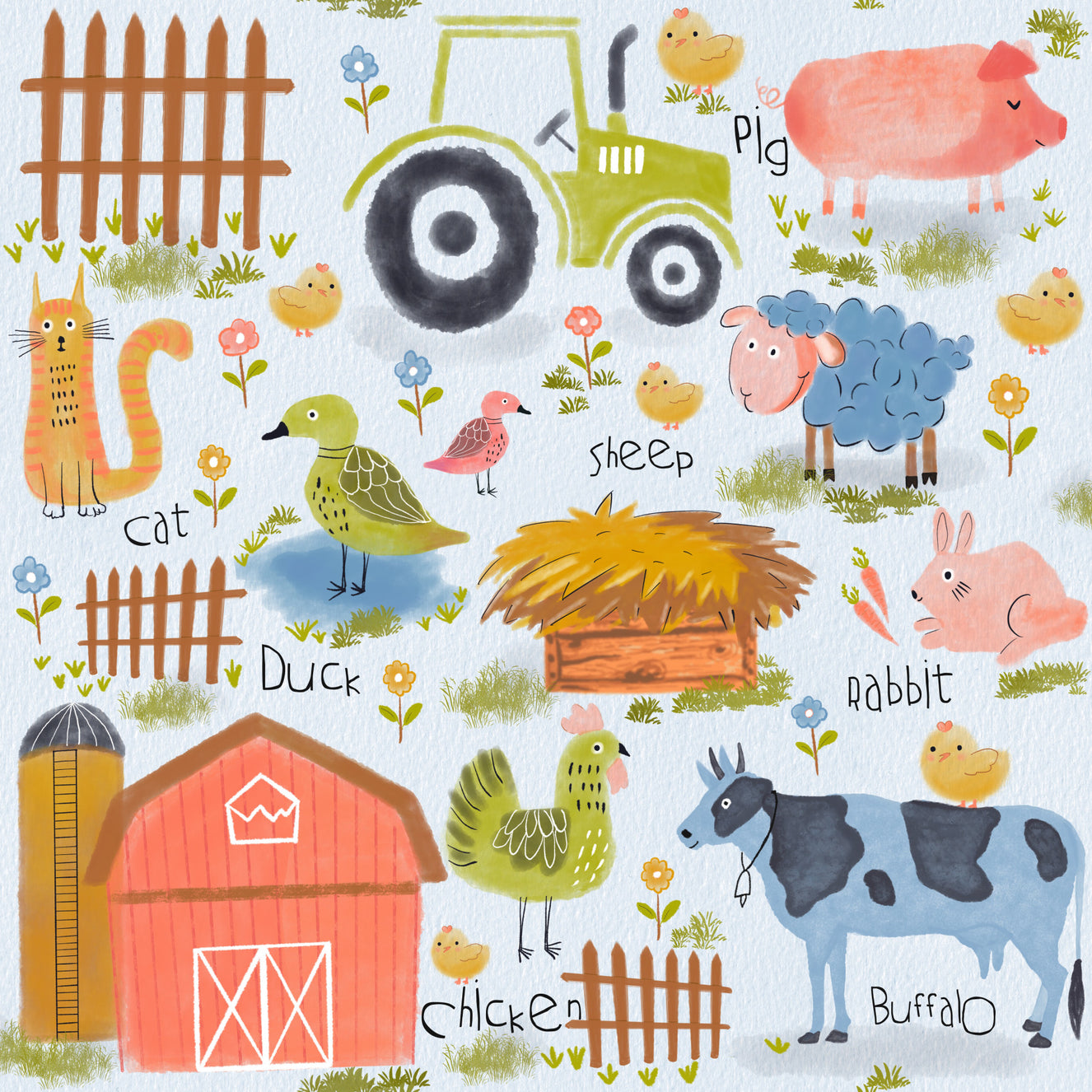Papier peint Amis de la ferme amusants