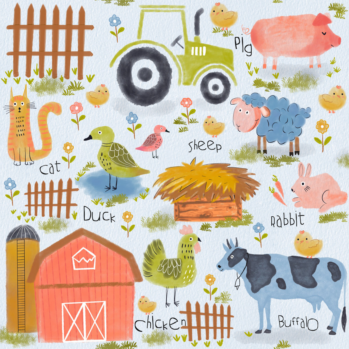 Papier peint Amis de la ferme amusants in your room