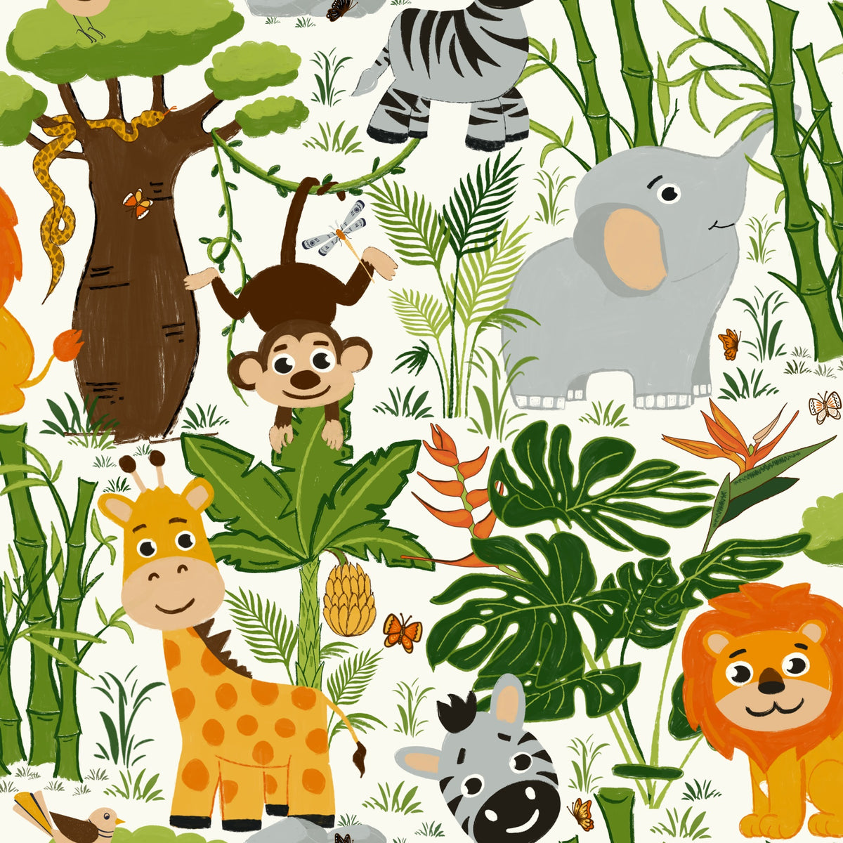 Papier peint Aventure des amis de la jungle in your room — zoomed