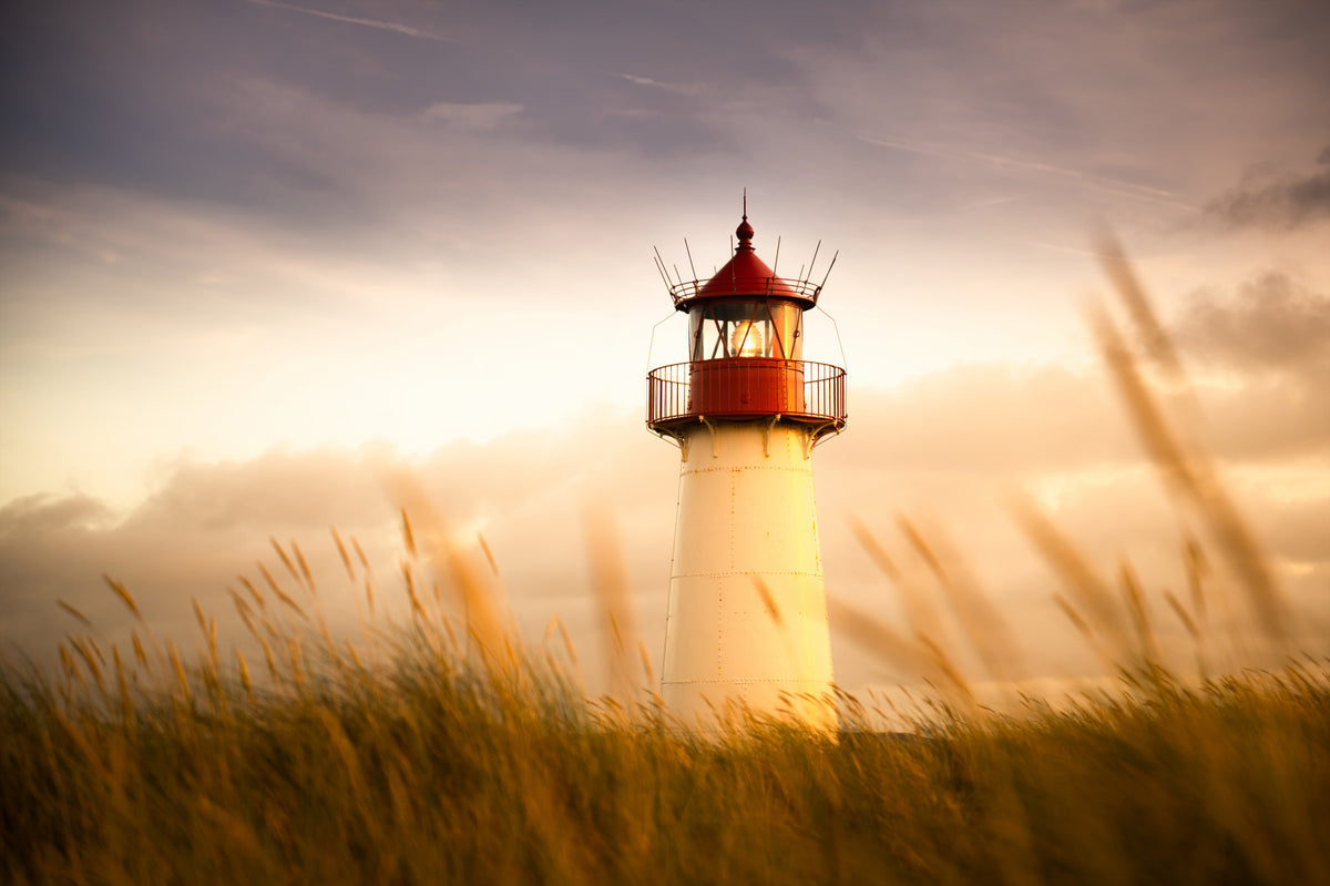 Fototapet med Coastal Beacon-motivets solnedgång - 2400635