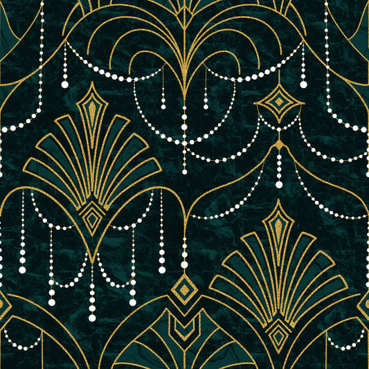 Gilded Emerald Deco Wallpaper‚Å†