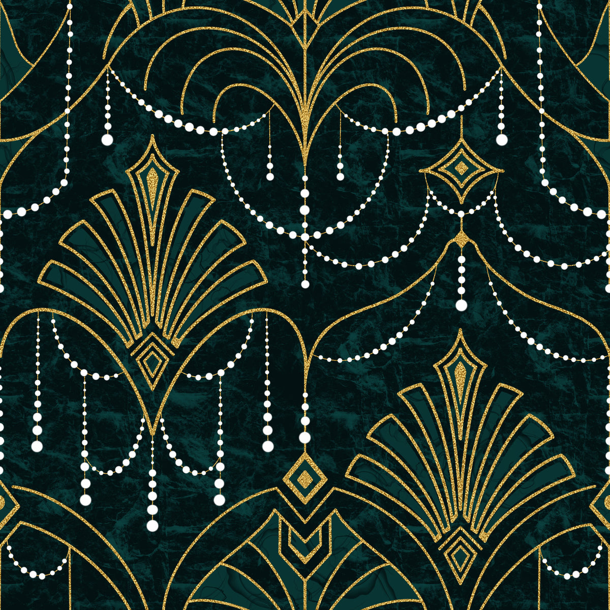 Gilded Emerald Deco Wallpaper⁠ in your room
