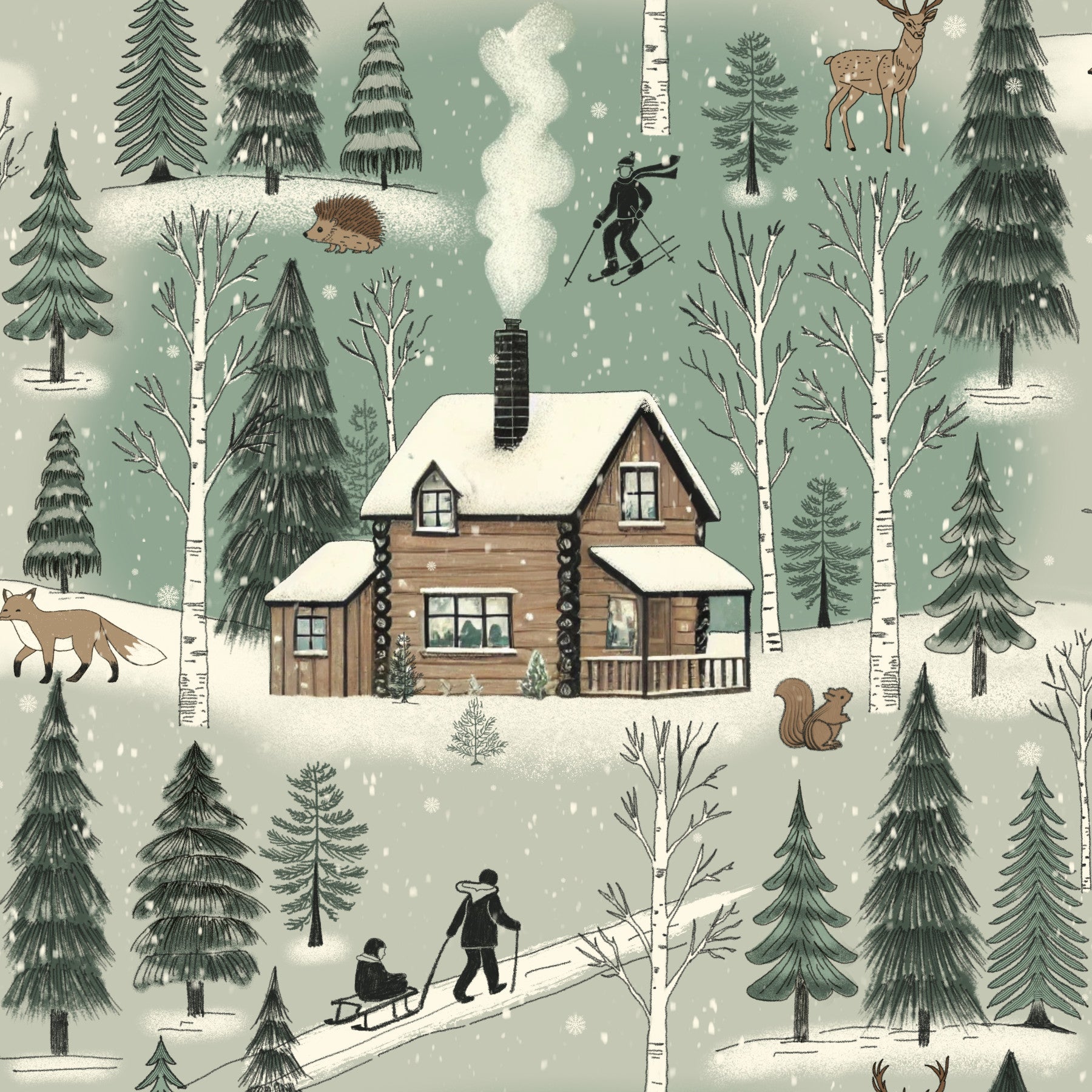 Winter Cabin Charm Wallpaper⁠