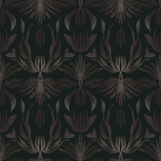 Papier peint Fantaisie florale en bronze