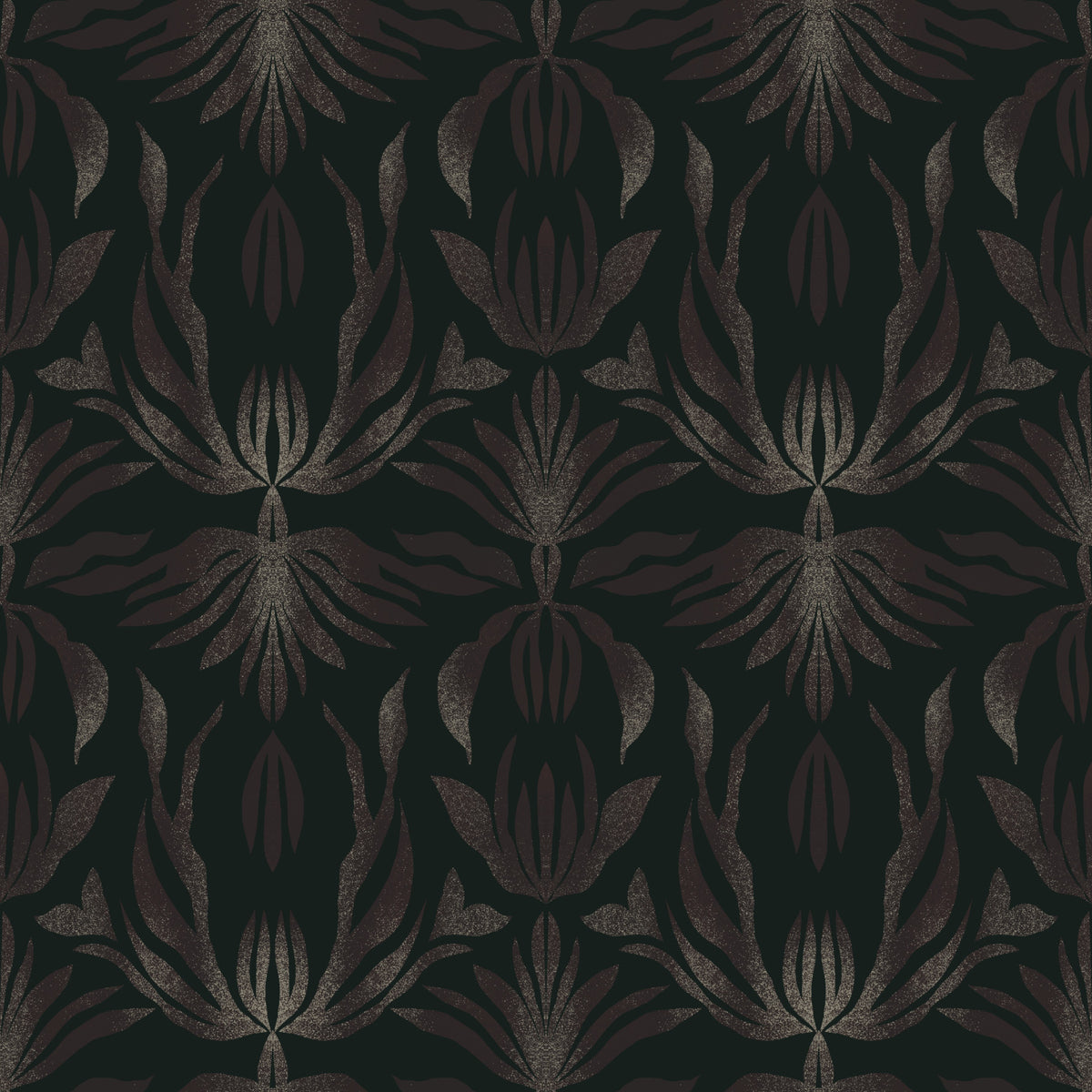 Papier peint Fantaisie florale en bronze