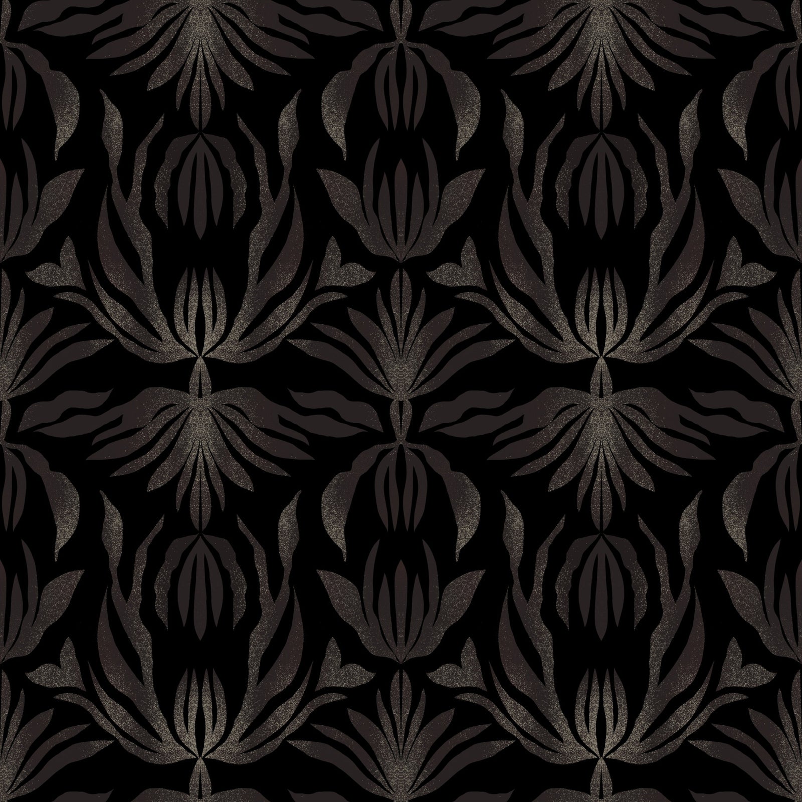 Papier peint feuilles de palmier abstraites style art déco damassé floraison de minuit