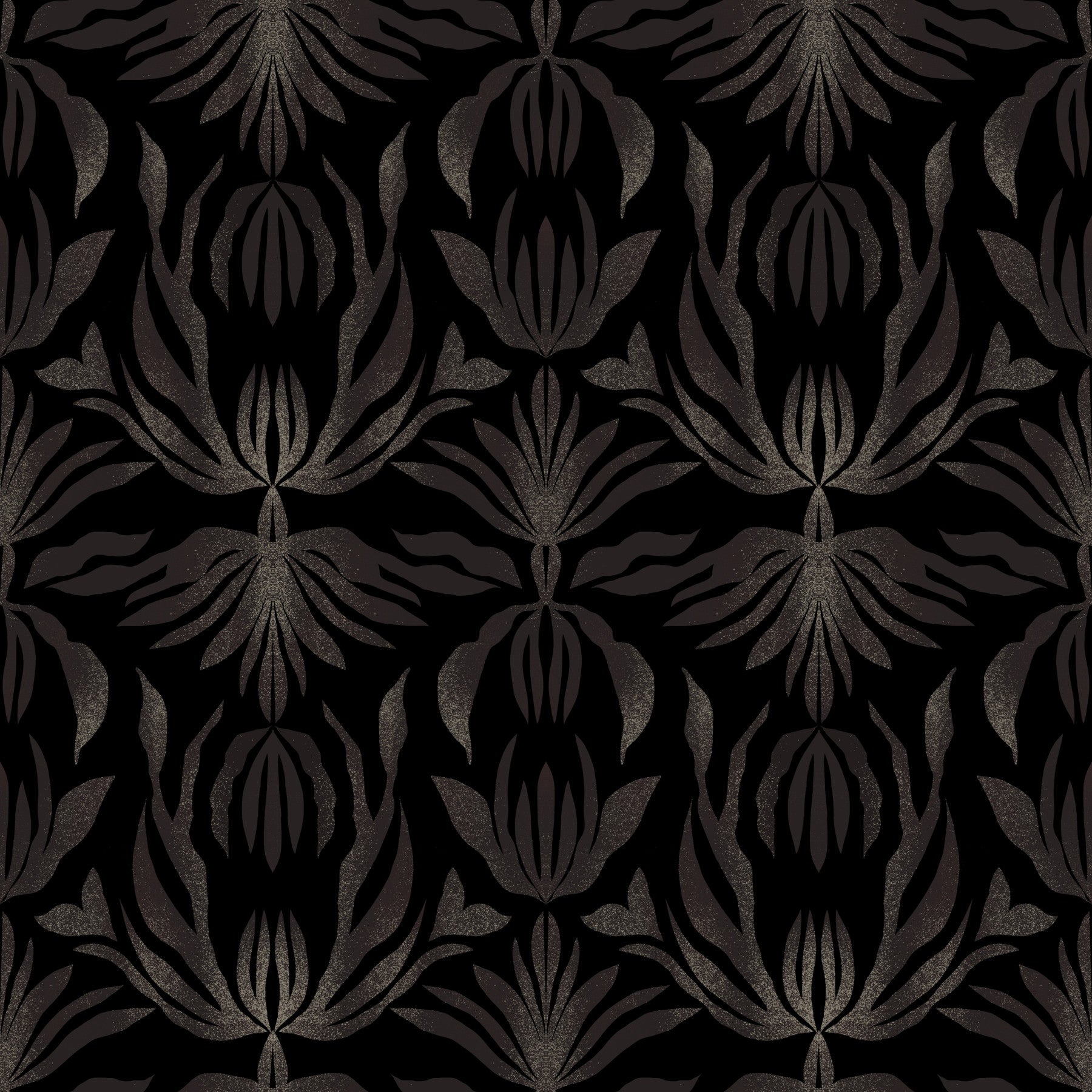 Papier peint feuilles de palmier abstraites style art déco damassé floraison de minuit in your room — zoomed