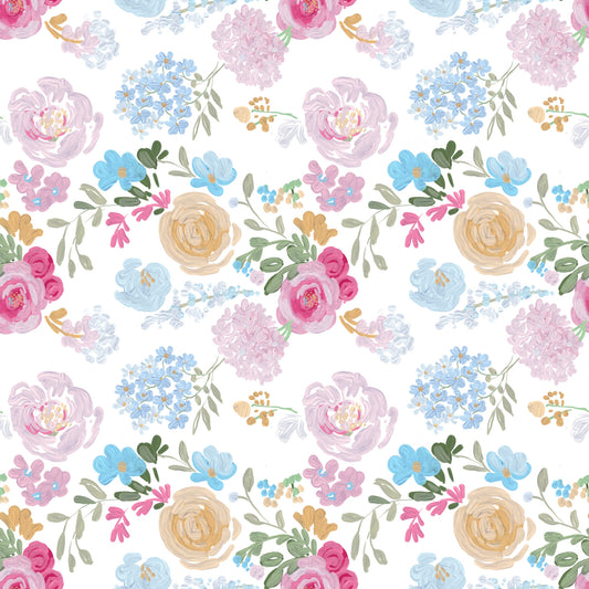 Painterly Petals soft oil painted impasto flowers Wallpaper‚Å†