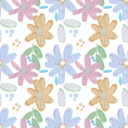 Cute impasto oil painted flowers pattern  Wallpaper‚Å†