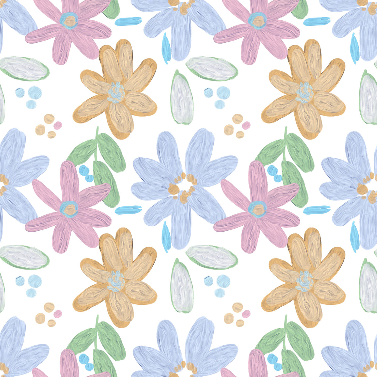 Cute impasto oil painted flowers pattern  Wallpaper‚Å† in your room — zoomed
