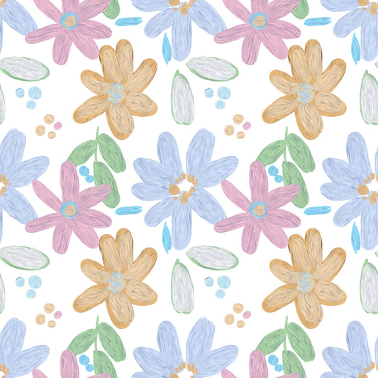 Cute impasto oil painted flowers pattern  Wallpaper‚Å†
