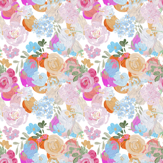 Thick oil painted spring vibe magenta floral dream pattern Wallpaper‚Å†