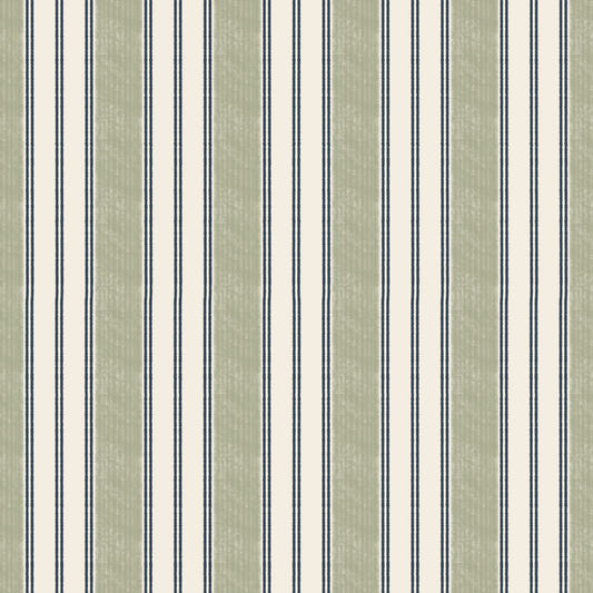 Preppy Grandmillenial ticking stripes-Green Wallpaper⁠