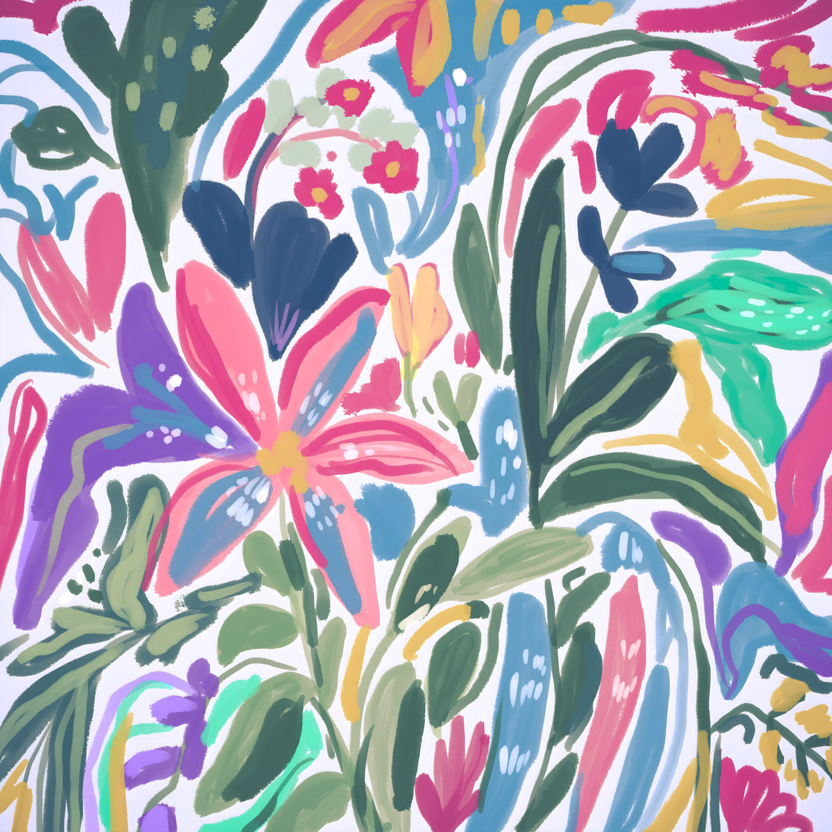 Vibrant Bloomscape Wall Mural in your room — zoomed