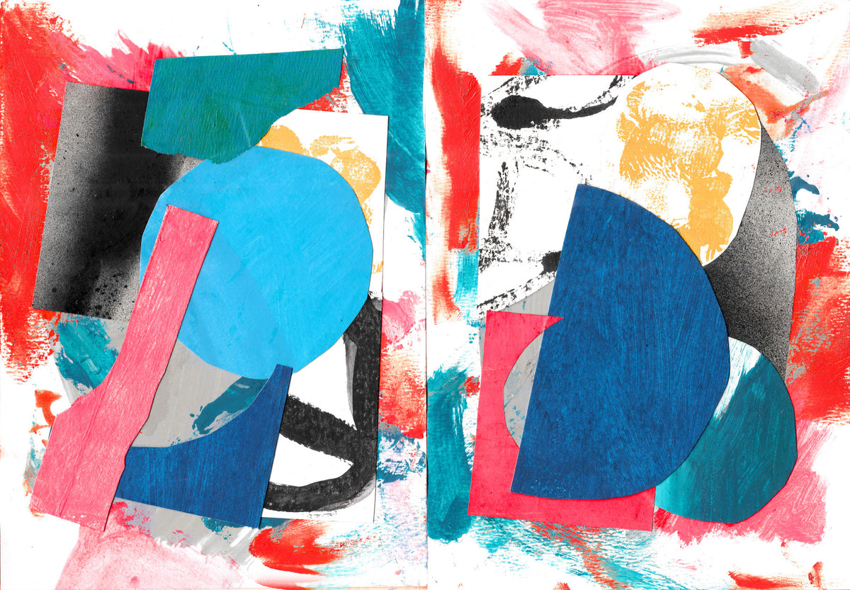 Collage Chaos Wall Mural in your room — zoomed