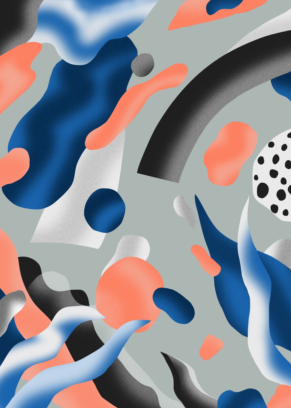 Coral & Indigo Dreams Wall Mural in your room — zoomed