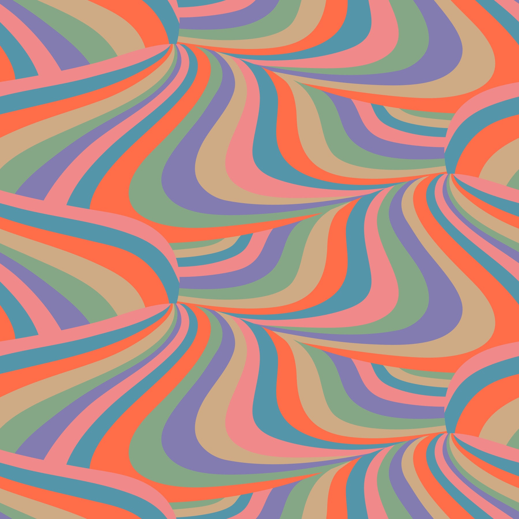 Marble Swirl Groovy Retro Abstract Stripes Colorful Pink Purple Blue Coral Mint Cream Wallpaper⁠
