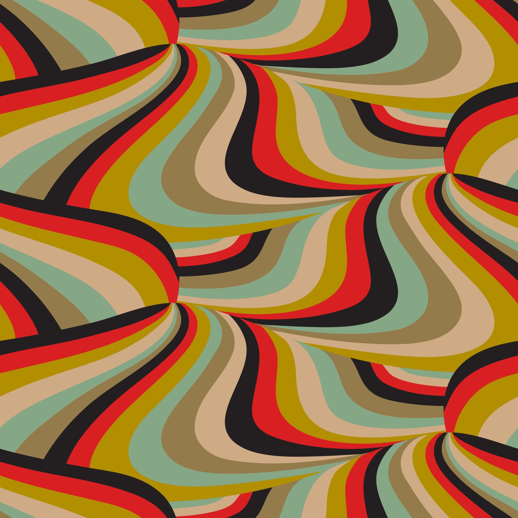 Marble Swirl Groovy Retro Abstract Stripes Colorful Black Red Mustard Mint Brown Cream Wallpaper‚Å† in your room — zoomed