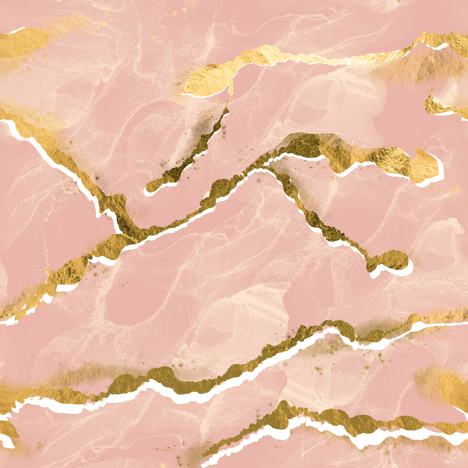 Golden Veins Blush Marble - Modern Luxe Abstract Wall Mural