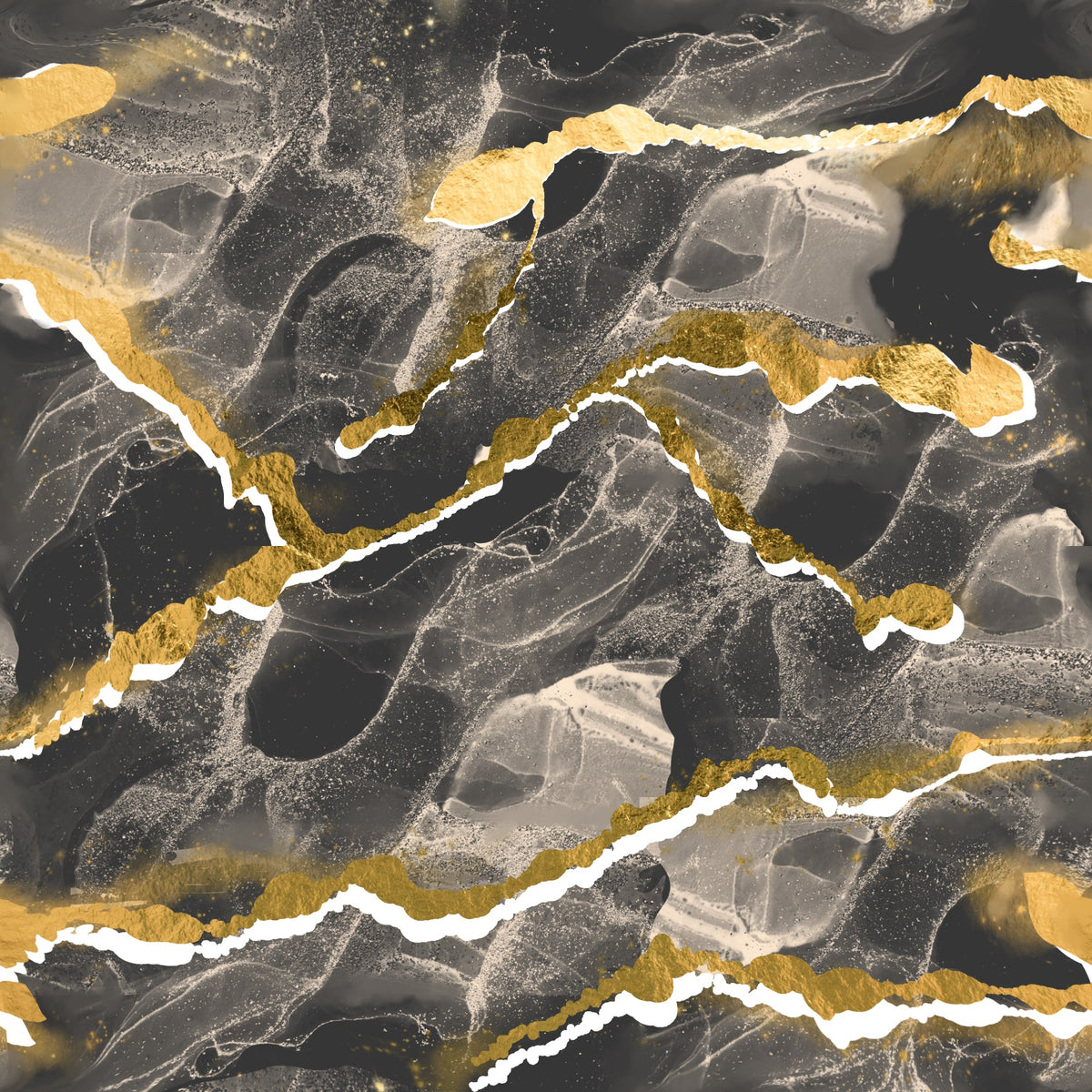 Veines Dorées Marbre Charbon - Fresque Murale Abstraite Luxe Moderne in your room — zoomed